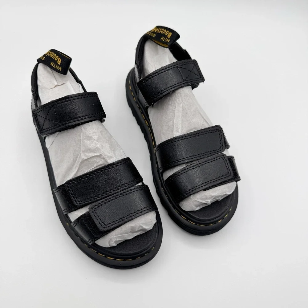 New Dr. Martens Klaire J Black Sandals Unisex Little Big Kids US 1 Boy UK 13